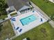 Aerial view of the community pool, showcasing the pool's size, layout, and surrounding amenities at 131 River Country Dr., Conway, SC 29526