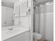 Clean and well-maintained bathroom with a single sink vanity, a toilet, and a shower with curtain at 180 Rothbury Circle # 305, Myrtle Beach, SC 29572