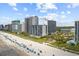 Panoramic aerial shot of beach and several high-rise buildings at 2001 S Ocean Blvd. # 1405, Myrtle Beach, SC 29577