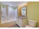 Bathroom features a shower-tub combination, a mirror, and modern fixtures at 2007 S Ocean Blvd. # 1403, Myrtle Beach, SC 29577