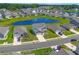 Aerial view of a lovely community featuring a pond with a fountain at 2106 Ainsley Dr., Little River, SC 29566
