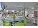 Undercover pool area featuring a dining table and lounge area, providing a comfortable space for outdoor gatherings at 25 Newport St., Ocean Isle Beach, NC 28469