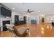 Spacious living room with hardwood floors, fireplace, comfortable seating, and stylish decor at 2709 Eton St., Myrtle Beach, SC 29579