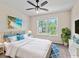 Main bedroom with soft blue accents, a large window and a ceiling fan creating a relaxing atmosphere at 3017 Mercer Dr. # 0, Conway, SC 29526