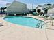 Community pool with sparkling water, lounge chairs, and clearly marked depth and safety signage at 3978 Tybre Downs Circle # 3978, Little River, SC 29566