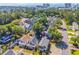 Scenic aerial view of a neighborhood with palm trees, colorful houses, and a city skyline at 510 Rosemary Ln., North Myrtle Beach, SC 29582