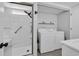 Bathroom with walk-in shower and washer/dryer hookups at 510 Rosemary Ln., North Myrtle Beach, SC 29582