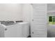 An interior laundry room with new washer and dryer units and wood-look flooring at 623 Harrison Mill St. # 623, Myrtle Beach, SC 29579