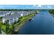Aerial view of the waterway, a view of the condo complex, and a glimpse of the surrounding neighborhood at 901 West Port Dr. # 712, North Myrtle Beach, SC 29582
