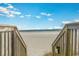 Welcoming beach access with wooden stairs leading down to the sandy shore and the vast ocean at 9400 Shore Dr. # 411, Myrtle Beach, SC 29572