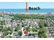 Aerial view showcasing the home's location close to the beach at 950 Tiffany Ln., North Myrtle Beach, SC 29582