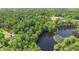 Aerial view of a house surrounded by lush green trees and a river with a dock at 1032 Chelsey Circle, Conway, SC 29526