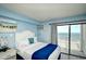 Bright bedroom with a balcony and ocean view at 1200 S Ocean Blvd. # 20506, Myrtle Beach, SC 29577