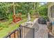 A patio and swing are some of the amenities of this backyard at 128 Knotty Pine Way, Murrells Inlet, SC 29576