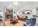 Comfortable living room with vaulted ceilings and a fireplace with a mounted TV at 174 Edward Ave., Murrells Inlet, SC 29576
