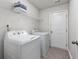 Bright laundry room with washer, dryer, and overhead storage space at 204 Kinross Ct., Little River, SC 29566