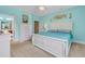 Comfortable bedroom with neutral walls, a ceiling fan, a bed with linens, and plenty of storage space at 2369 Clandon Dr., Myrtle Beach, SC 29579