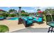 A backyard scene with a patio set, a heater, and a grill next to the pool shows off outdoor living at 2369 Clandon Dr., Myrtle Beach, SC 29579
