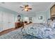 Bright main bedroom features a ceiling fan, and ensuite bathroom at 2685 Scarecrow Way, Myrtle Beach, SC 29579