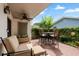Cozy patio with brick pavers, ceiling fan, and outdoor seating at 315 72Nd Ave. N # A, Myrtle Beach, SC 29572