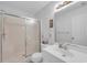 Bathroom featuring a shower, toilet, vanity, and mirror at 4650 Greenbriar Dr. # A5, Little River, SC 29566