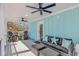 Inviting porch with ceiling fans, comfortable seating, and decor at 6001 - 1195 S Kings Hwy., Myrtle Beach, SC 29575