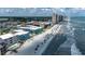 Aerial view of beachfront condo community, showcasing proximity to the ocean at 720 N Waccamaw Dr. # 205, Garden City Beach, SC 29576