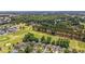 Aerial of homes and golf course with lush green trees and blue skies at 890 Knoll Dr., Little River, SC 29566