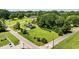 An aerial view of a single-story home, showcasing its expansive yard and proximity to lush greenery at 903 N Park St. Ext., Mullins, SC 29574