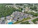 Overhead view of townhome community with a pool, landscaping and parking at 108 Barnacle Ln. # 4, Little River, SC 29566