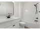 Bathroom featuring white vanity, matte fixtures, tub and shower combo at 2428 Park St., North Myrtle Beach, SC 29582