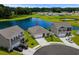 Scenic aerial view of a well-maintained home near a serene pond and lush green landscaping at 326 Picnic Basket Pl., Longs, SC 29568