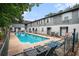 Community pool and seating for 'Myrtle Beach Villas' residents at 403 71St Ave. N # 5, Myrtle Beach, SC 29572
