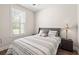 Bright bedroom featuring a comfortable bed, natural light, and stylish decor at 609 Mccown Dr., Conway, SC 29526