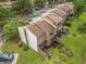 Drone view of the property highlighting private patios, landscaped grounds, parking, and architecture at 800 Egret Circle # 53, Little River, SC 29566