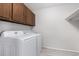 Functional laundry room with newer Samsung washer and dryer and built-in cabinets for storage at 800 Egret Circle # 53, Little River, SC 29566