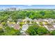 An aerial view of a lovely neighborhood with well-manicured lawns, mature trees, and a view of the ocean in the distance at 867 Cardinal Pl., North Myrtle Beach, SC 29582