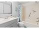 Bathroom with a white vanity, toilet, and shower with a curtain at 1100 Possum Trot Rd. # F218, North Myrtle Beach, SC 29582