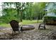 Charming backyard patio with brick fire pit and comfortable Adirondack chairs, perfect for outdoor gatherings at 160 Comanche Dr., Georgetown, SC 29440