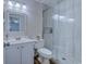 Modern bathroom featuring tiled shower, glass enclosure, and sleek vanity at 161 Barclay Dr., Myrtle Beach, SC 29579