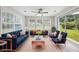 Bright sun room with comfortable seating, large windows, and sliding glass doors to the yard at 219 Blackpepper Loop, Little River, SC 29566