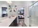 View of bathroom featuring double sinks and a glass door walk-in shower at 227 Palm Terrace Loop, Conway, SC 29526