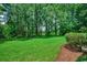 Lush green backyard with mature trees, offering privacy and a serene outdoor space at 2450 Marsh Glen Dr. # 112, North Myrtle Beach, SC 29582