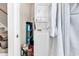 Laundry closet with a stacked washer and dryer, offering convenience at 2876 Howard Ave. # C, Myrtle Beach, SC 29577