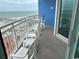 Private balcony with seating overlooking ocean and pier at 3601 N Ocean Blvd. # 1139, North Myrtle Beach, SC 29582