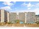 Exterior view of high-rise condo with oceanfront location and pool at 4800 Ocean Blvd. S # 1119, North Myrtle Beach, SC 29582