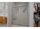 This bathroom includes a shower with sliding glass doors and a large closet at 729 Bonita Loop, Myrtle Beach, SC 29588