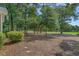 Lush backyard featuring mature trees and views of the nearby golf course at 907 Tidewater Dr., North Myrtle Beach, SC 29582