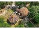 Overhead shot of dome home with unique design, complemented by natural surroundings at 10381 Hardwick Rd., Nichols, SC 29581