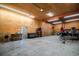 Large garage with ample storage space and a convenient workbench area at 127 Brown Pelican Loop, Pawleys Island, SC 29585